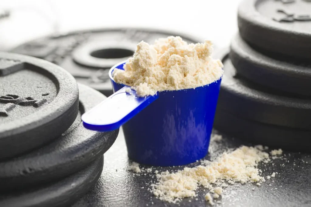 Protein powder with heavy weight lifts.